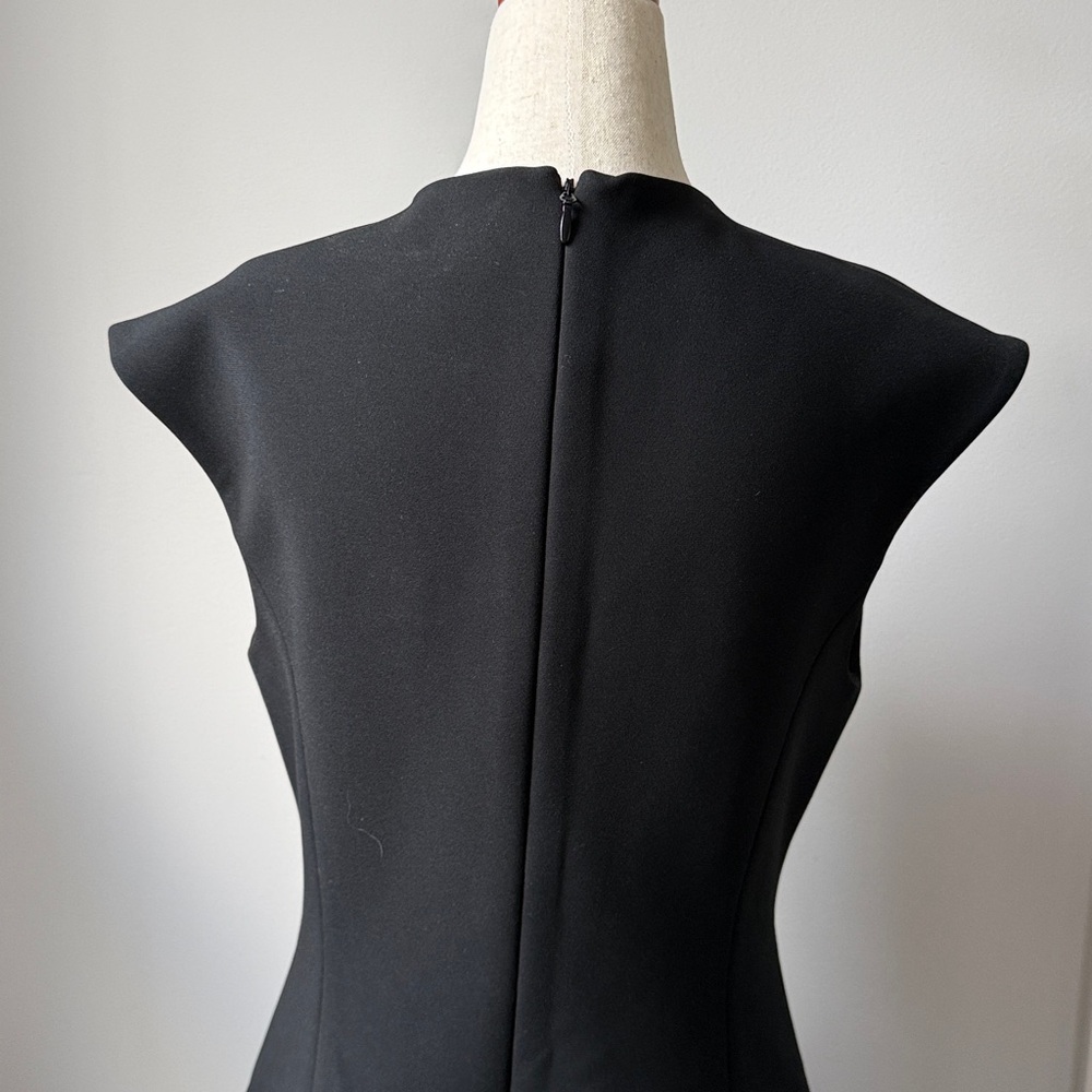 Halston Heritage Black Mini Dress 10 with Cutout Cap Sleeve Turn-lock Cocktail - Picture 5 of 7